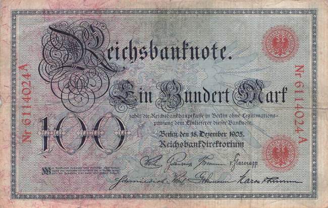 100 Mark 1905 Ro23a Q/A